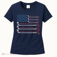 Golf Clubs USA Flag Red White And Blue Women's T-Shirt thumb 0