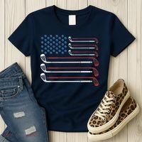 Golf Clubs USA Flag Red White And Blue Women's T-Shirt thumb 3
