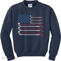 Golf Clubs USA Flag Red White And Blue Kids Sweatshirt thumb 0