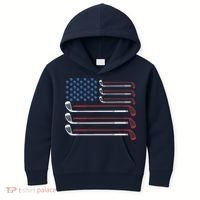 Golf Clubs USA Flag Red White And Blue Kids Hoodie thumb 0
