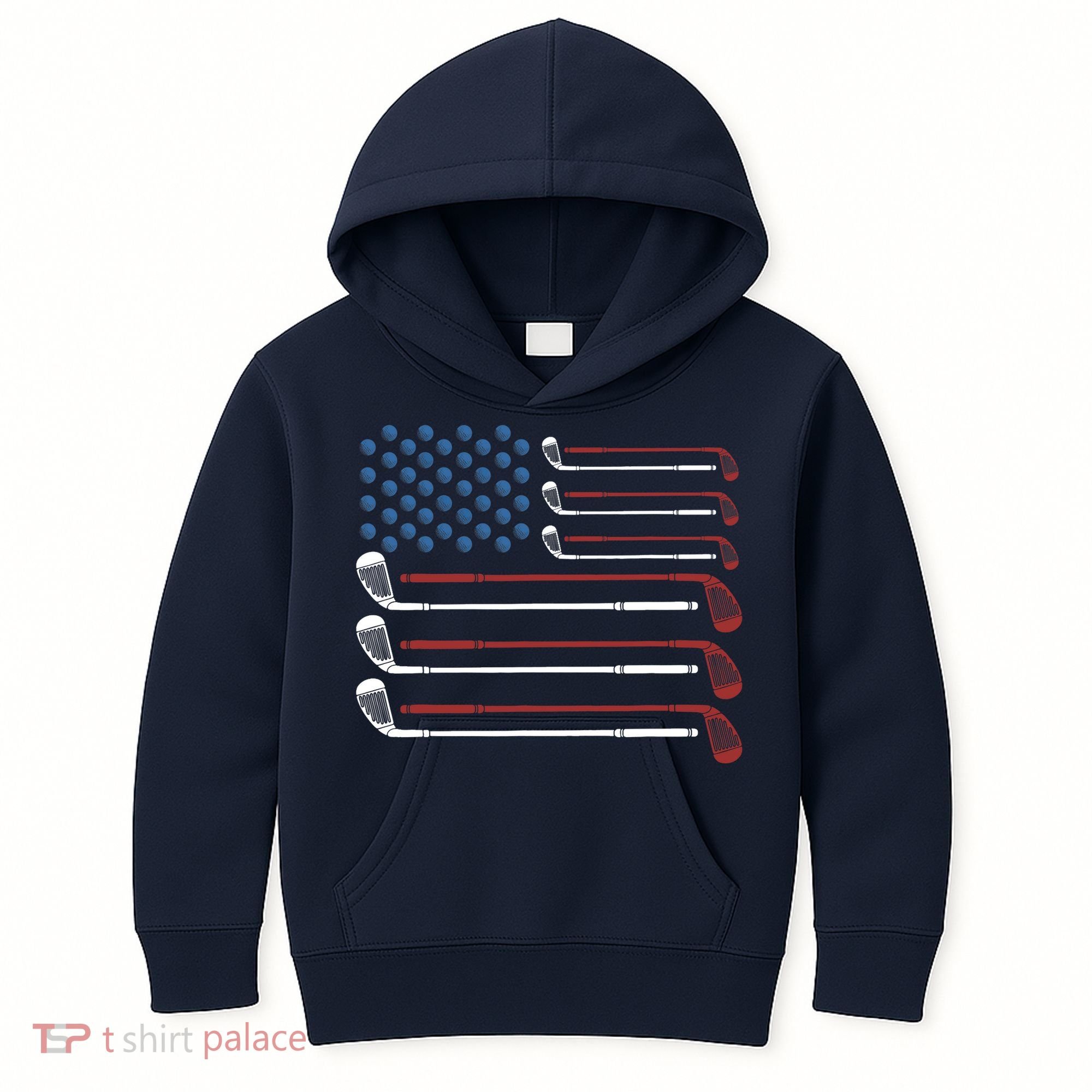 Golf Clubs USA Flag Red White And Blue Kids Hoodie