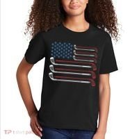 Golf Clubs USA Flag Red White And Blue Kids T-Shirt thumb 2