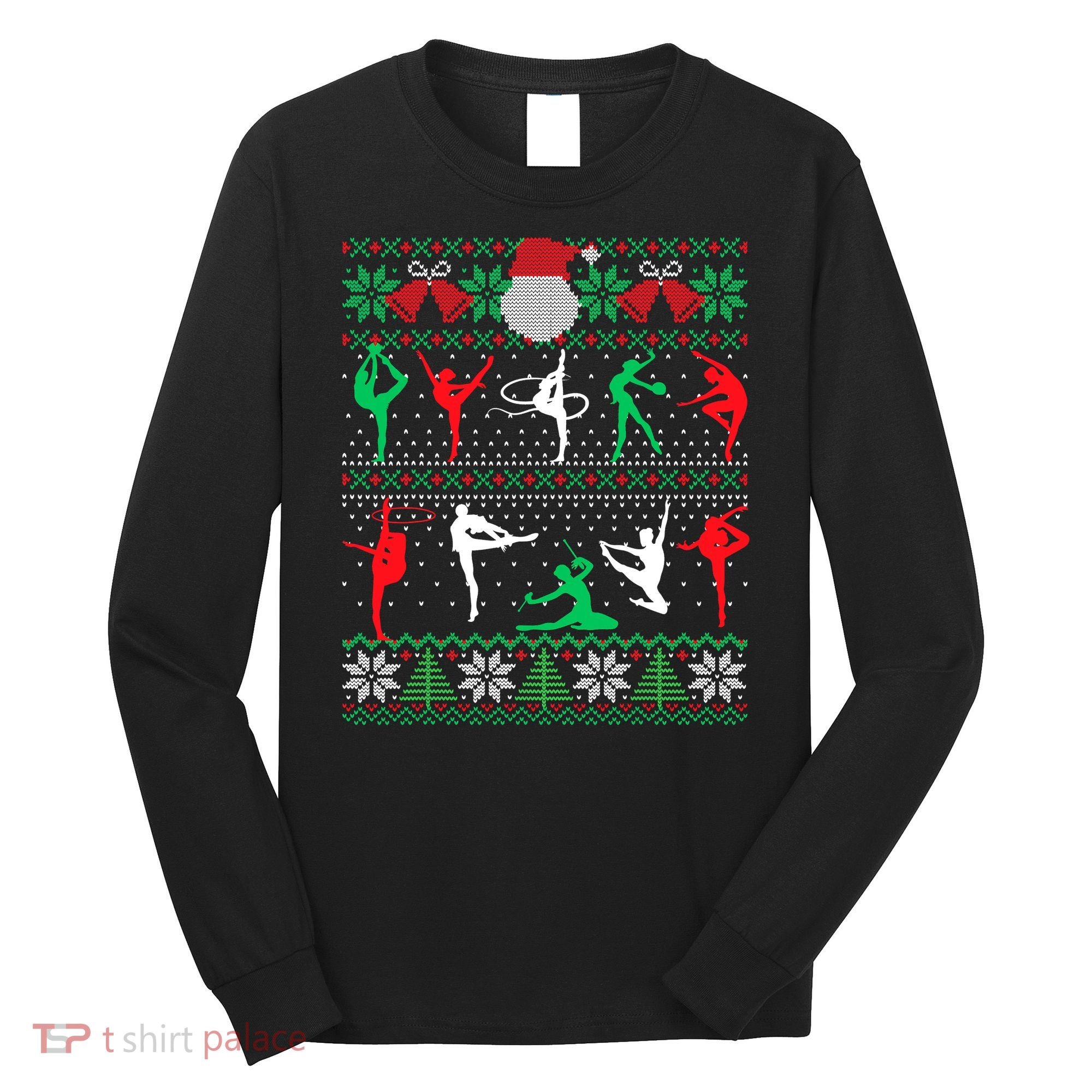 Gymnastics Christmas Ugly Sweater Funny Xmas  Girls Long Sleeve Shirt