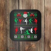 Gymnastics Christmas Ugly Sweater Funny Xmas  Girls Coaster thumb 0
