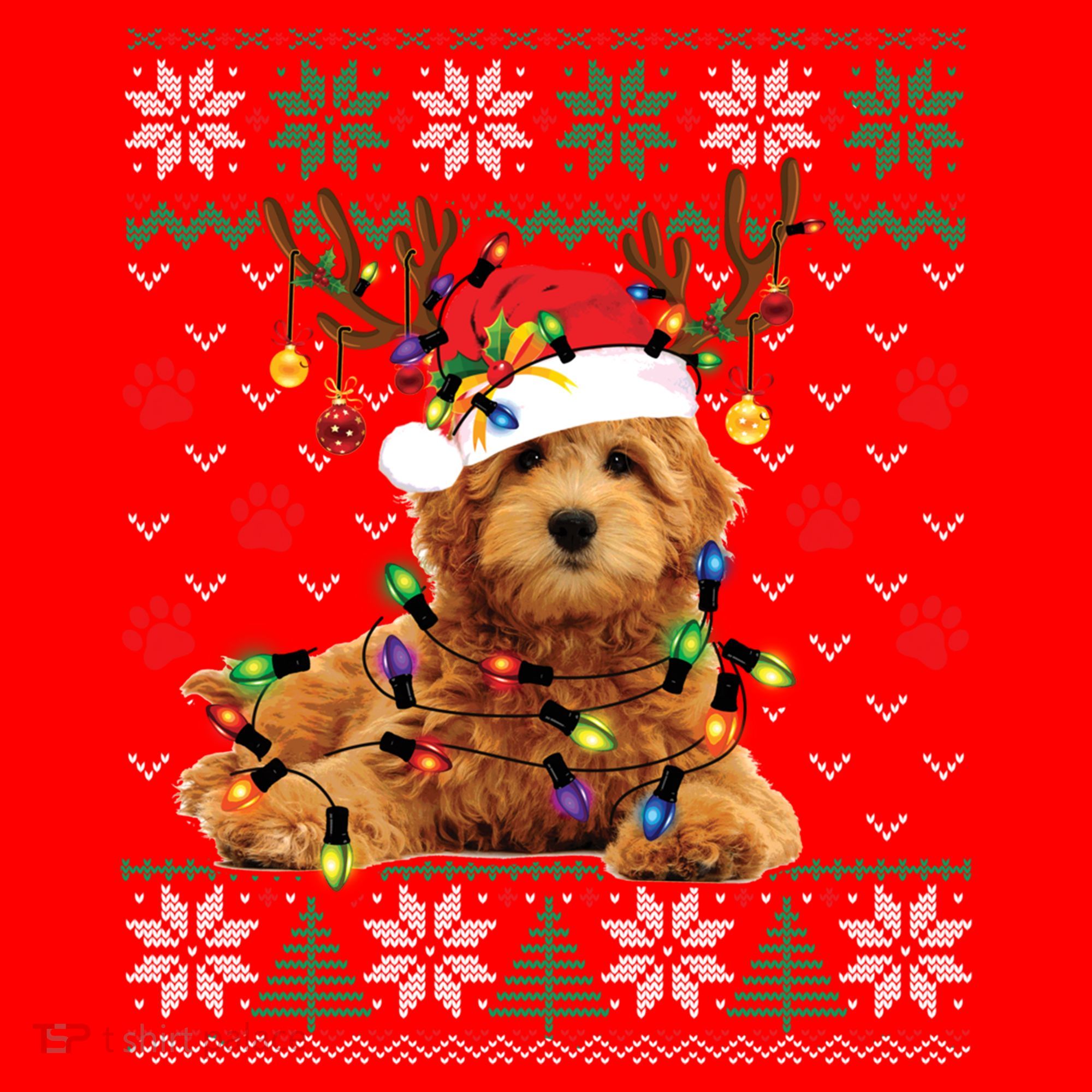 Goldendoodle Christmas Ugly Sweater Funny Dog Lover Xmas Great Gift Santa Hat