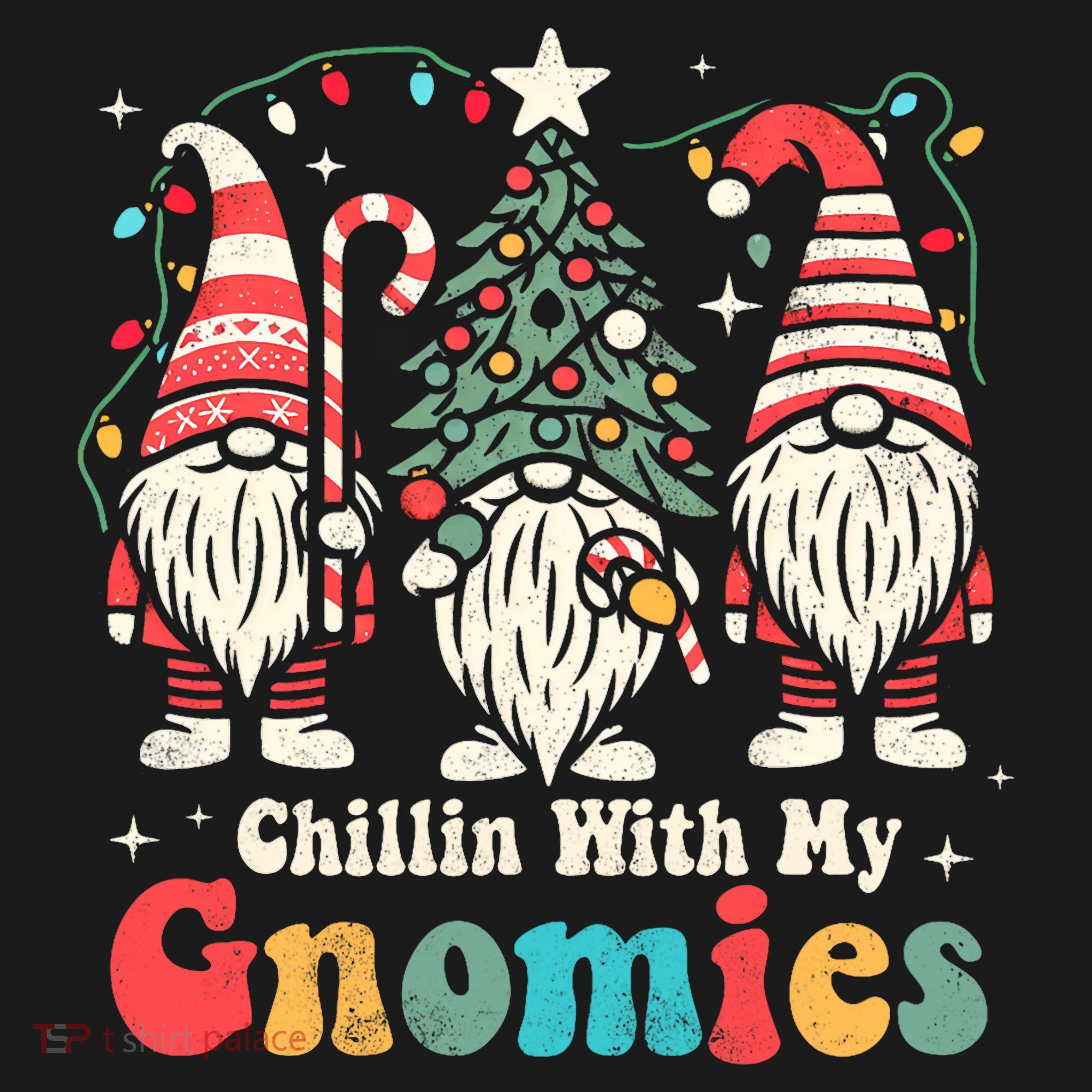 Groovy Chillin With My Gnomies Funny Christmas Family Gnomes Women's Tank Top