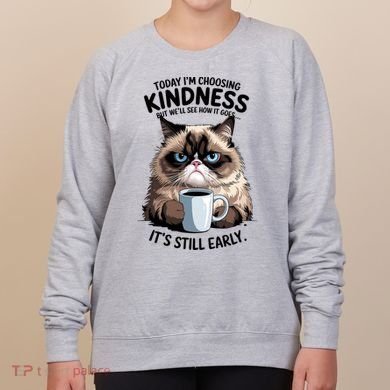 Grumpy Cat With Coffee Funny Meme Quote Women's Sweatshirt