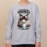 Grumpy Cat With Coffee Funny Meme Quote Women's Sweatshirt thumb 0