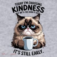 Grumpy Cat With Coffee Funny Meme Quote Women's Sweatshirt thumb 2