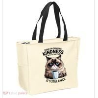 Grumpy Cat With Coffee Funny Meme Quote Tote Bag thumb 2