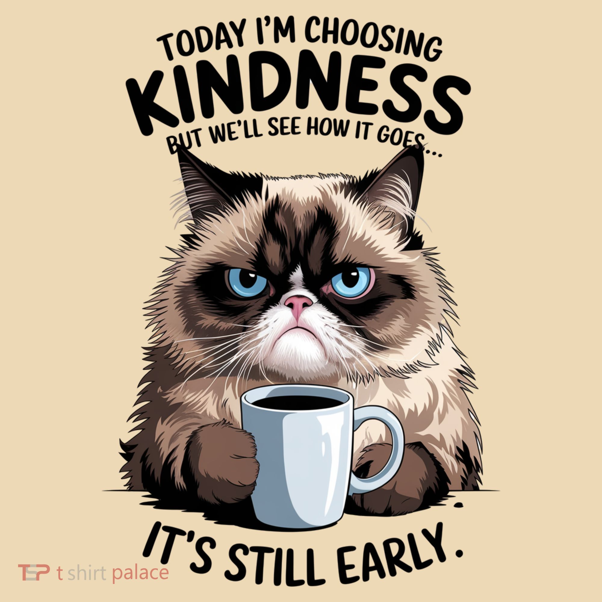 Grumpy Cat With Coffee Funny Meme Quote Tote Bag