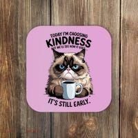 Grumpy Cat With Coffee Funny Meme Quote Coaster thumb 0