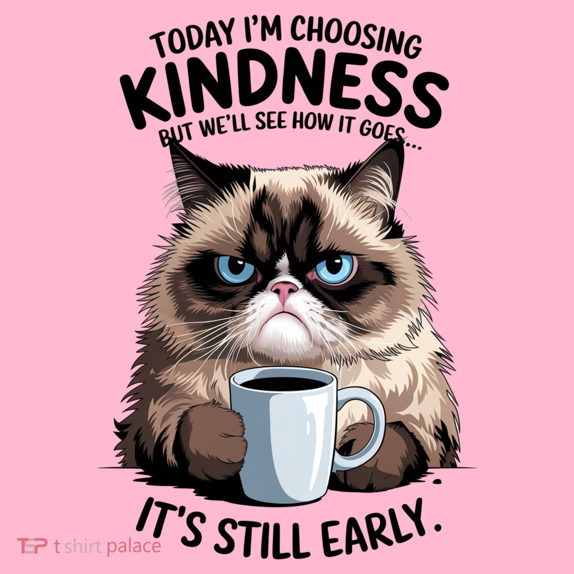 Grumpy Cat With Coffee Funny Meme Quote Coaster