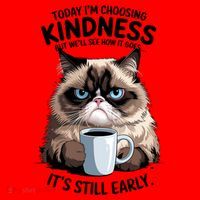 Grumpy Cat With Coffee Funny Meme Quote Santa Hat thumb 1
