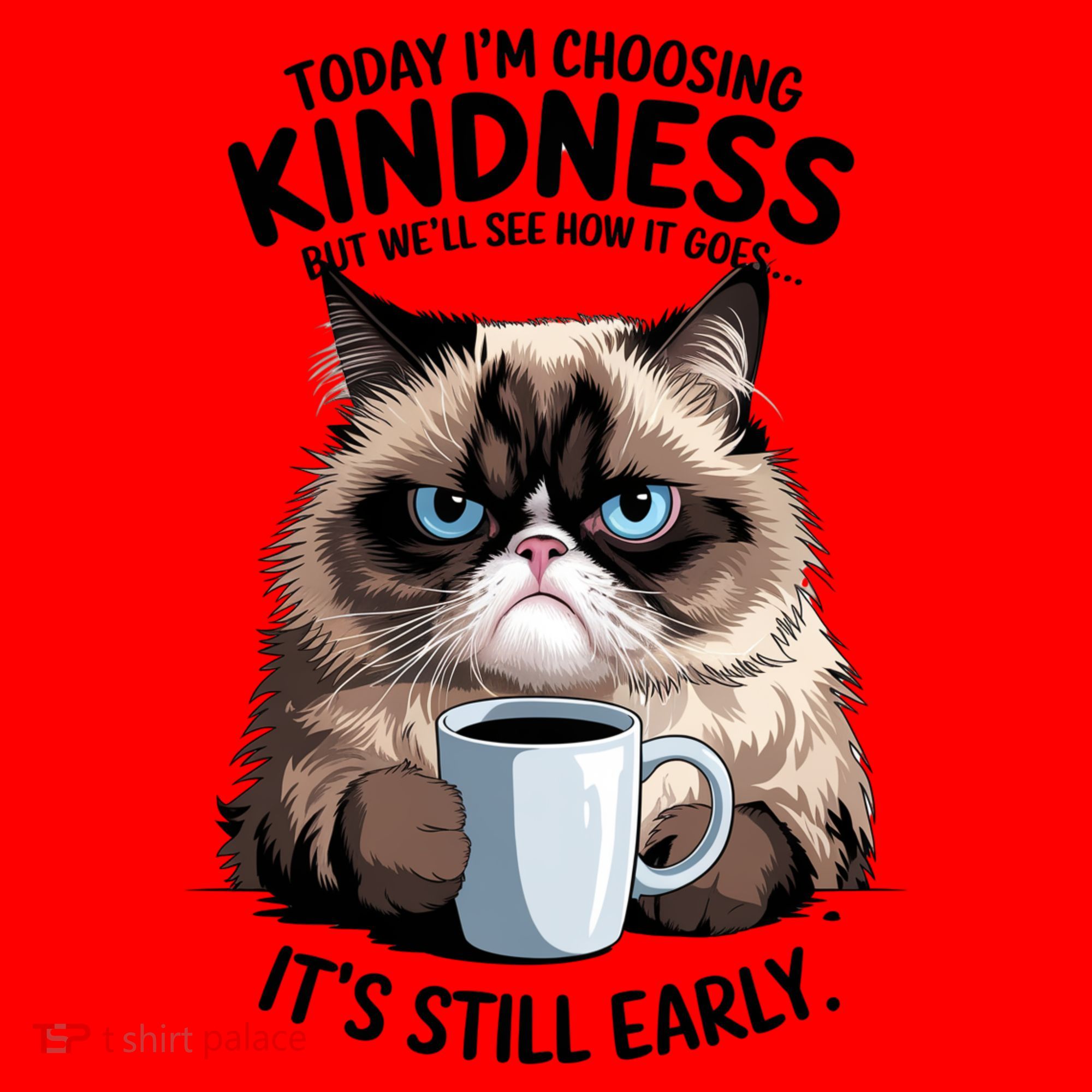Grumpy Cat With Coffee Funny Meme Quote Santa Hat