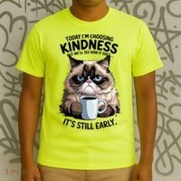 Grumpy Cat With Coffee Funny Meme Quote T-Shirt thumb 3