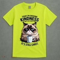Grumpy Cat With Coffee Funny Meme Quote T-Shirt thumb 4