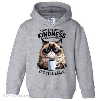 Grumpy Cat With Coffee Funny Meme Quote Toddler Hoodie