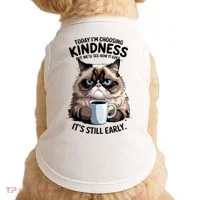 Grumpy Cat With Coffee Funny Meme Quote Doggie Tank thumb 0