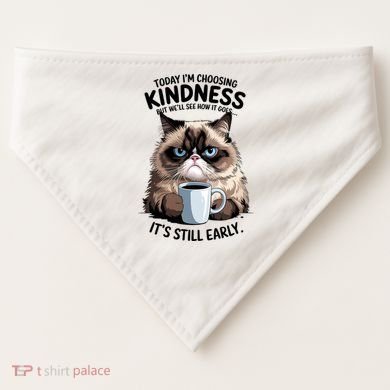 Grumpy Cat With Coffee Funny Meme Quote USA-Made Doggie Bandana