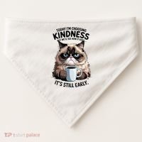 Grumpy Cat With Coffee Funny Meme Quote USA-Made Doggie Bandana thumb 0