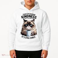 Grumpy Cat With Coffee Funny Meme Quote Hoodie thumb 2