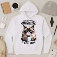 Grumpy Cat With Coffee Funny Meme Quote Hoodie thumb 3