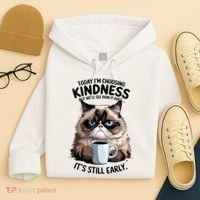 Grumpy Cat With Coffee Funny Meme Quote Hoodie thumb 4