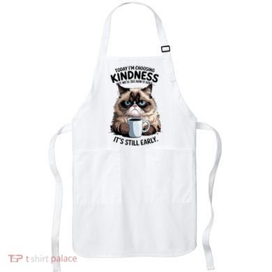 Grumpy Cat With Coffee Funny Meme Quote Apron