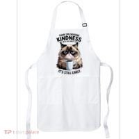 Grumpy Cat With Coffee Funny Meme Quote Apron thumb 0
