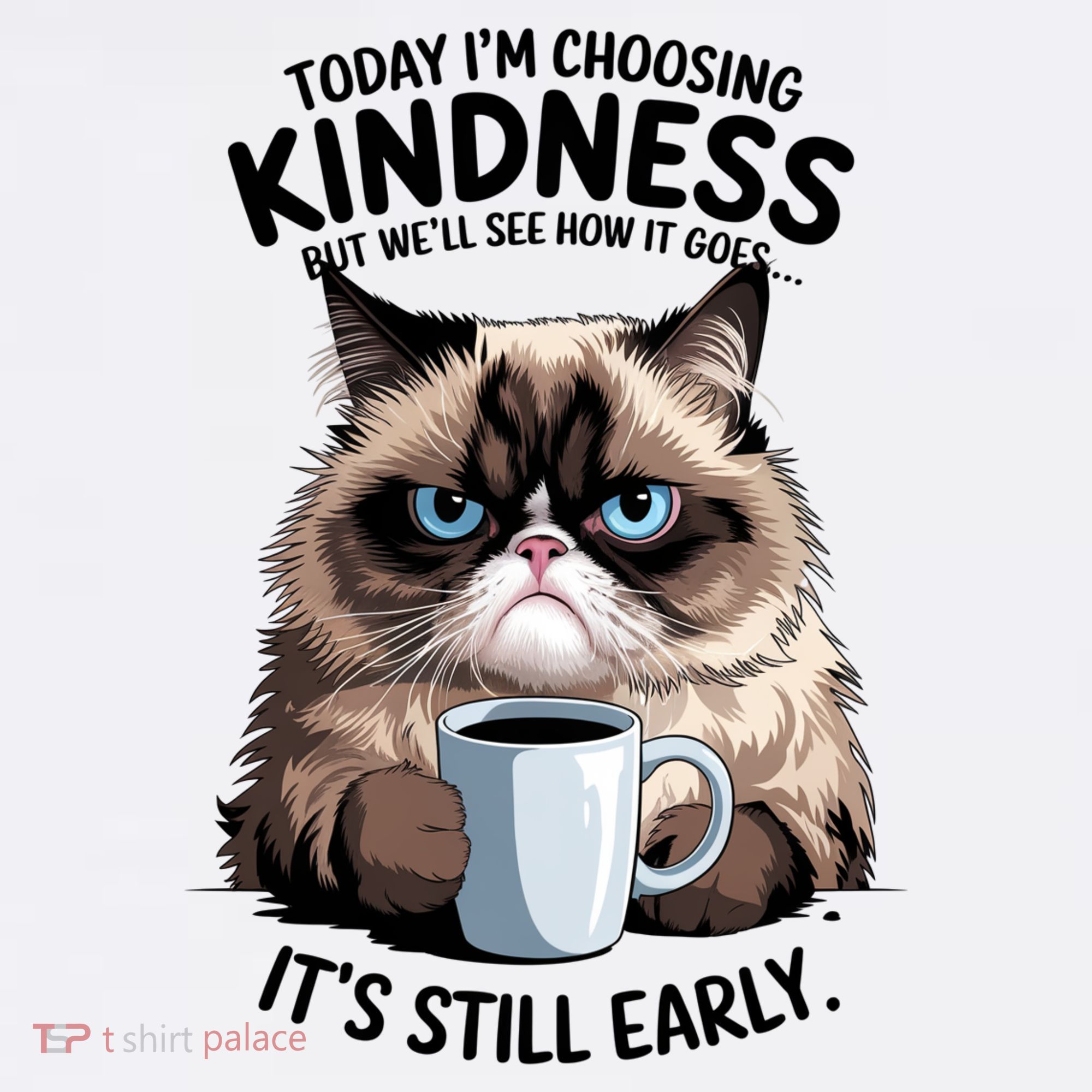 Grumpy Cat With Coffee Funny Meme Quote Apron