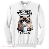Grumpy Cat With Coffee Funny Meme Quote Sweatshirt thumb 0