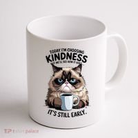 Grumpy Cat With Coffee Funny Meme Quote Coffee Mug thumb 1