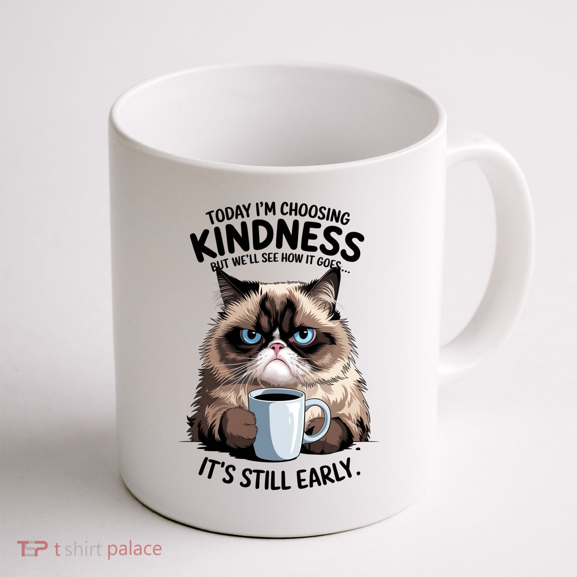 Grumpy Cat With Coffee Funny Meme Quote Coffee Mug