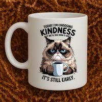 Grumpy Cat With Coffee Funny Meme Quote Coffee Mug thumb 2
