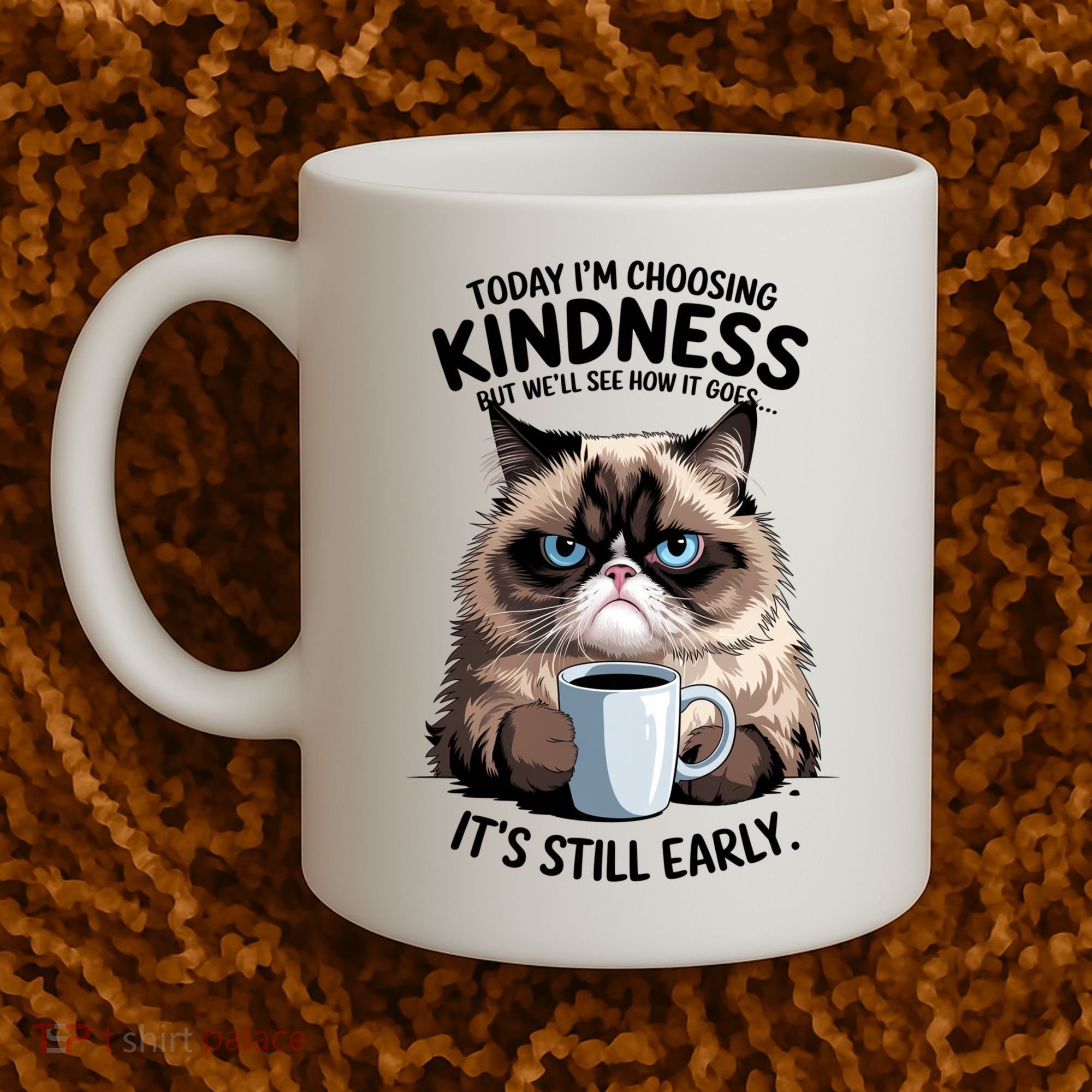 Grumpy Cat With Coffee Funny Meme Quote Coffee Mug