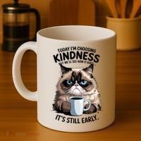 Grumpy Cat With Coffee Funny Meme Quote Coffee Mug thumb 4