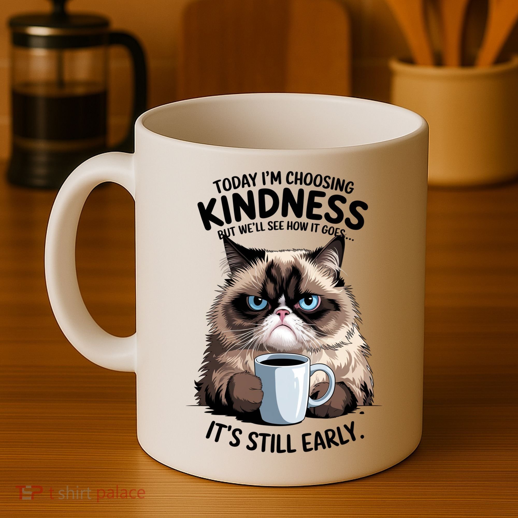 Grumpy Cat With Coffee Funny Meme Quote Coffee Mug