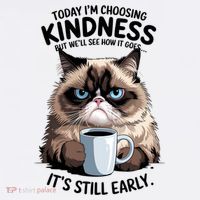 Grumpy Cat With Coffee Funny Meme Quote Beanie thumb 2