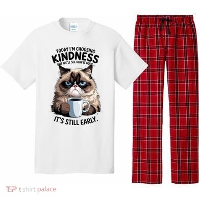 Grumpy Cat With Coffee Funny Meme Quote Pajama Set