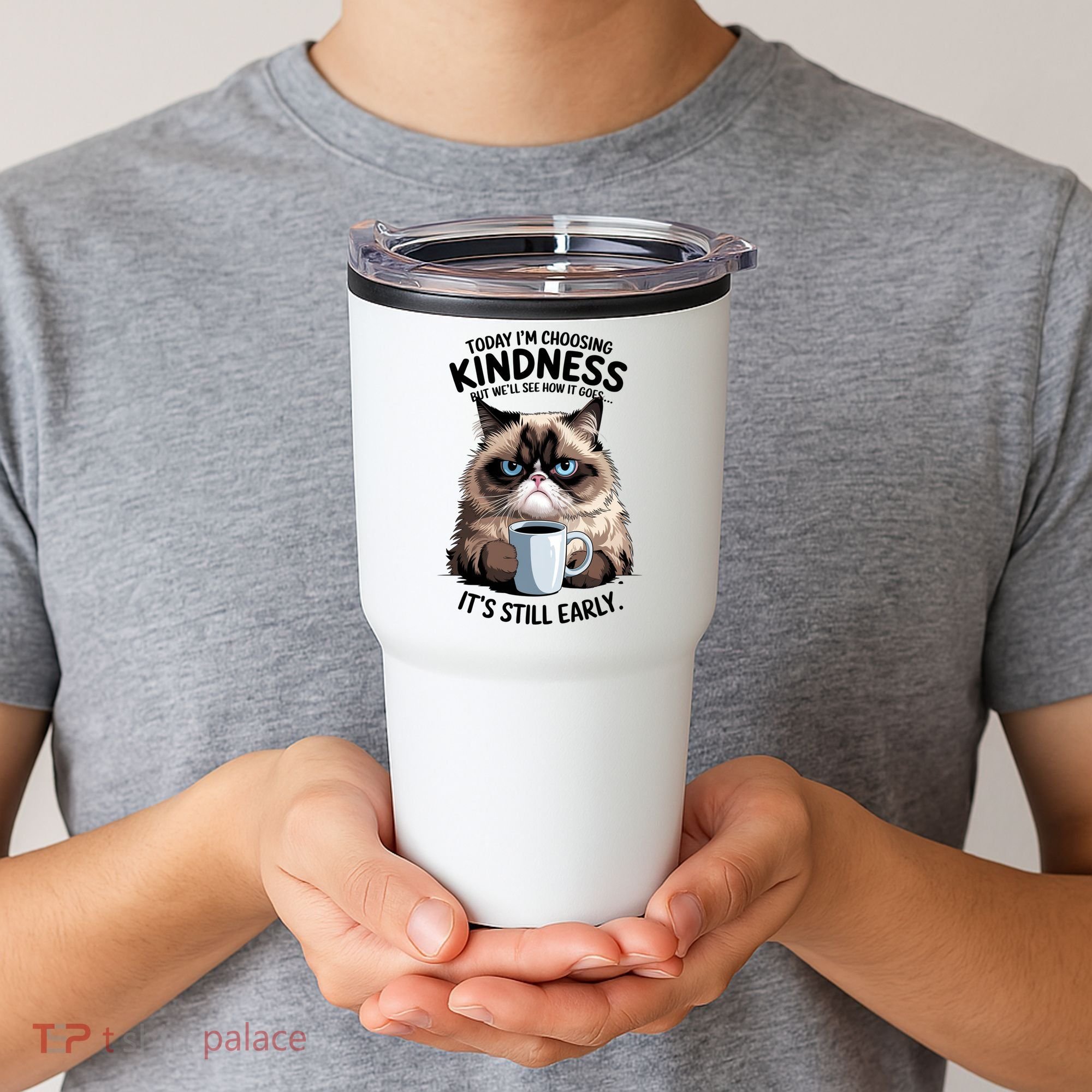 Grumpy Cat With Coffee Funny Meme Quote Tumbler