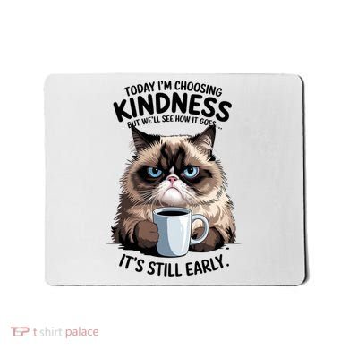Grumpy Cat With Coffee Funny Meme Quote Mousepad