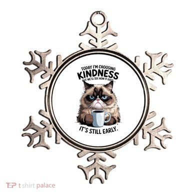 Grumpy Cat With Coffee Funny Meme Quote Ornament