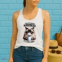 Grumpy Cat With Coffee Funny Meme Quote Women's Tank Top thumb 2