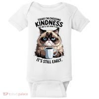 Grumpy Cat With Coffee Funny Meme Quote Baby Bodysuit thumb 0