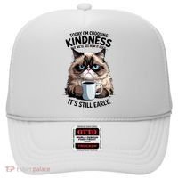 Grumpy Cat With Coffee Funny Meme Quote Hat thumb 0