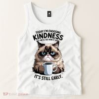 Grumpy Cat With Coffee Funny Meme Quote Tank Top thumb 2