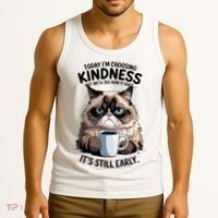 Grumpy Cat With Coffee Funny Meme Quote Tank Top thumb 3