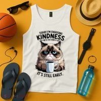 Grumpy Cat With Coffee Funny Meme Quote Tank Top thumb 4