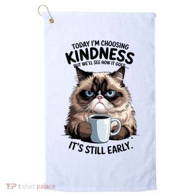 Grumpy Cat With Coffee Funny Meme Quote Golf Towel